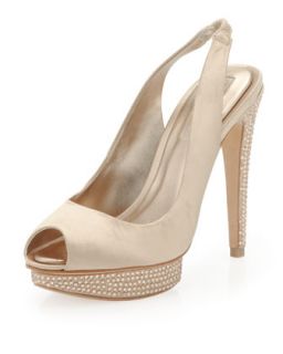 Falcon Peep Toe Slingback Pump, Champagne