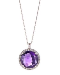 Diamond Set Purple Amethyst Pendant Necklace