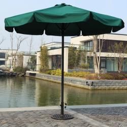 Deluxe 8 foot Patio Umbrella (Green Materials: Powdercoated steel pole, polyester fabric Weather resistantUV protectionDeluxe spring loaded mechanism opens and closes effortlessly Dimensions: 101 inches high x 98 inches in diameter Weight: 19 pounds Assem