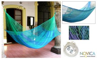 Hand woven Large Deluxe Cool Lagoon Hammock (mexico)