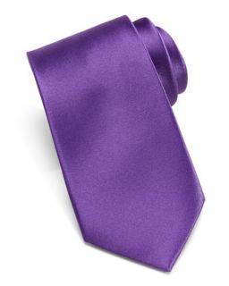 Solid Satin Silk Tie, Purple