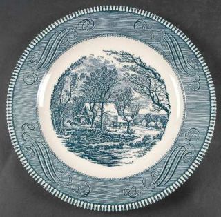 Royal (USA) Currier & Ives Blue Dinner Plate, Fine China Dinnerware   Blue Scene