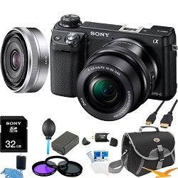 Sony Alpha NEX 6 Digital Camera w/ 16 50mm Lens (Black) +SEL 16mm f 2.8  Bundle