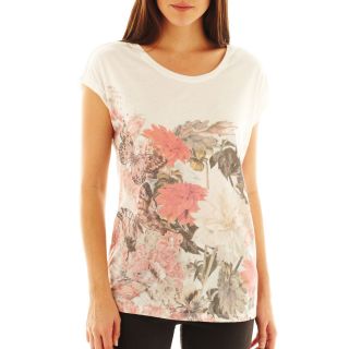 I Jeans By Buffalo Floral Screen Tee, Pink, Womens