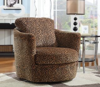 Coaster Swivel Accent Chair in Leopard Pattern