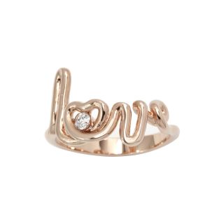 Bridge Jewelry Rose Tone Cubic Zirconia Love Script Ring