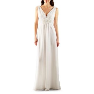LILIANA Simply Sleeveless Rosette Gown, Ivory