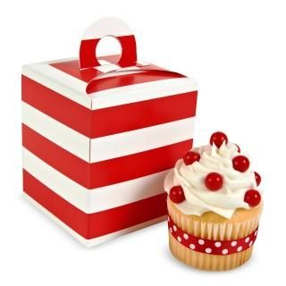 Red White Striped Cupcake Boxes