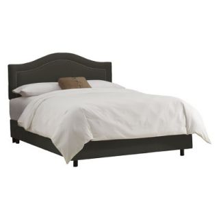 Skyline King Bed: Skyline Furniture Merion Inset Nailbutton Bed   Charcoal