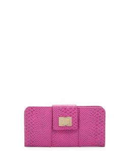 Faith Flap Top Snake Embossed Wallet, Berry