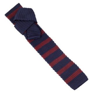 City of London Mens Knit Tie   Navy/Burgundy Stripes