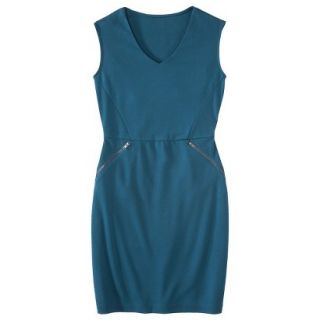 Mossimo Womens Ponte V neck Zippered Pocket Dress   Blue M