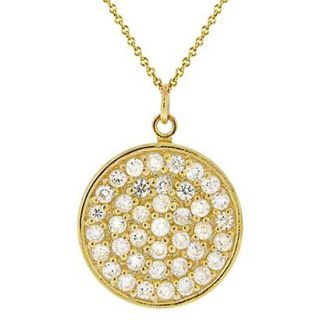 Gold Over Silver Cubic Zirconia Circle Necklace