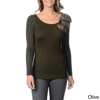 Yal Yal Womens Tafetta Bow Detail Sweater Green Size One Size Fits Most