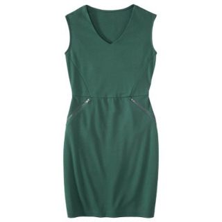 Mossimo Womens Ponte V neck Zippered Pocket Dress   Green M