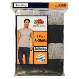Fruit of the Loom Mens A Shirts 4 Pack   Black/Grey 3XL