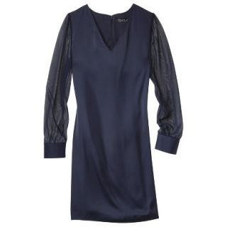 TEVOLIO Womens Shift Dress w/Sheer Sleeve   Xavier Navy   6