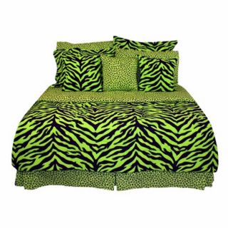Zebra Print Bed in a Bag   Lime Green/Black Queen