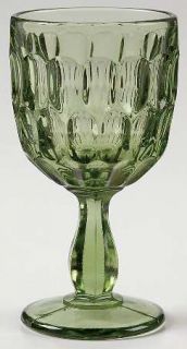 Fenton Thumbprint Colonial Green Wine Glass   Colonial Green, Thumbprint Design