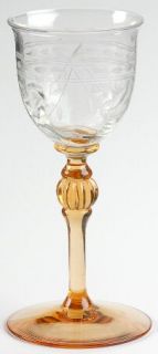 Morgantown 7617 1 Wine Glass   Stem #7617,Cut Clear Bowl,Amber Stem
