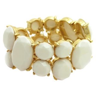 Womens Fashion Stretch Bracelet   Gold/White