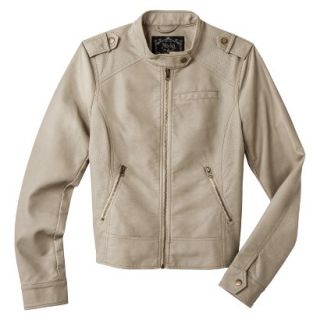 Coffee Shop Womens Faux Leather Jacket  Cream L