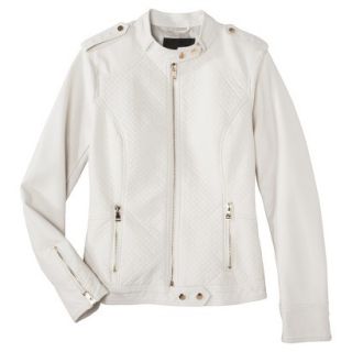 Mossimo Womens Faux Leather Jacket  White L