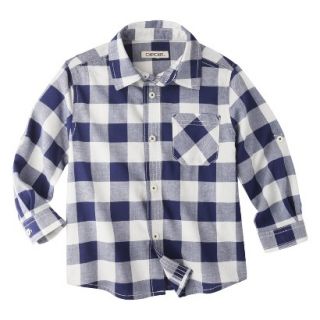 Cherokee Infant Toddler Boys Plaid Button Down Shirt   Black 4T