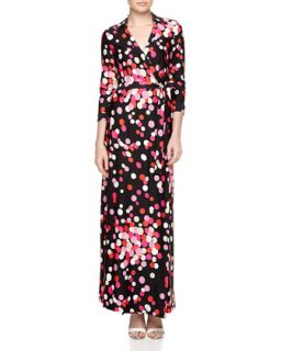 Dot Print Maxi Wrap Dress, Pink Red Sprouse