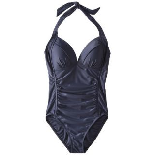 Merona Womens Halter 1 Piece Swimsuit  Navy S