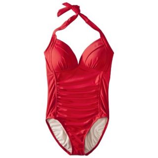 Merona Womens Halter 1 Piece Swimsuit  Red M