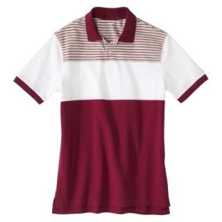 Mens Classic Fit Colorblock Polo Shirt Radish Maroon Red White Grey stripe XXL