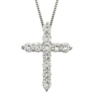 Created White Sapphire Cross Pendant in Sterling Silver (18)