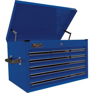 Homak Pro 27 Inch 9 Drawer Top Tool Chest   Blue, 26 Inch W x 17 1/2 Inch D x