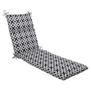 Outdoor Chaise Lounge Cushion   Black/White Boxed In Geometric