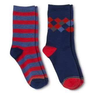 Signature GOLD by GOLDTOE Boys 2 Pack Casual Crew Socks   Assorted Red/Blue M