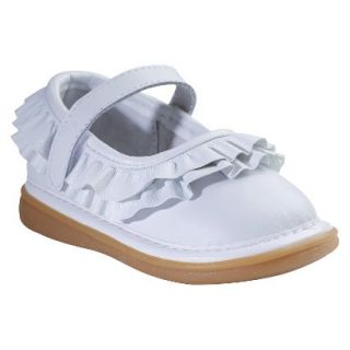 Toddler Girls Wee Squeak Ruffle Genuine Leather Mary Jane Shoes   White 3