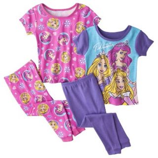 Disney Princess Toddler Girls 4 Piece Short Sleeve Pajama Set   Pink 3T