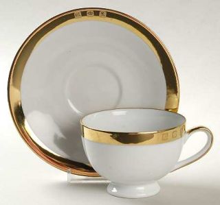 Ralph Lauren Academy Gold Footed Cup & Saucer Set, Fine China Dinnerware   Symbo