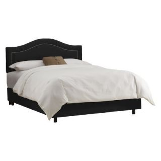 Skyline King Bed: Skyline Furniture Merion Inset Nailbutton Bed   Black