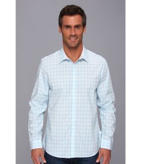 Calvin Klein L/S Tonal Check Plaid Shirt Mens Long Sleeve Button Up (Blue)