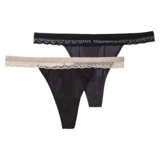 Gilligan & OMalley Womens 2 Pack Micro Lace Thong   Gray S
