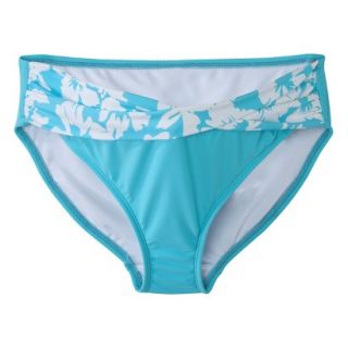 Womens Maternity Twist Front Hipster Swim Bottom   Turquoise/White L