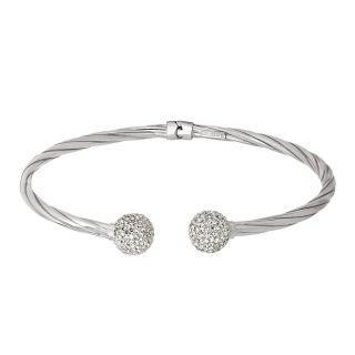 Crystal Ball Cuff Bracelet Sterling Silver, Womens