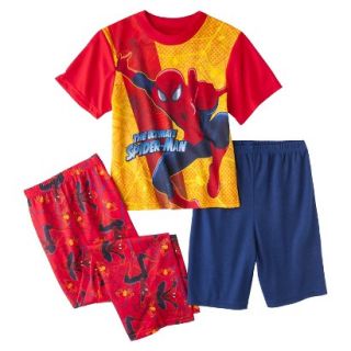 Spider Man Boys 3 Piece Short Sleeve Pajama Set   Red 8