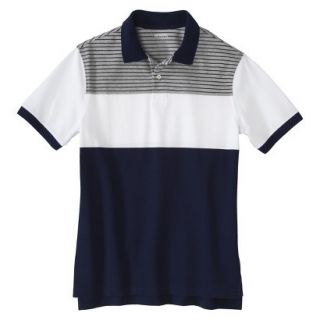 Mens Classic Fit Colorblock Polo Shirt Navy White grey stripe Voyage S