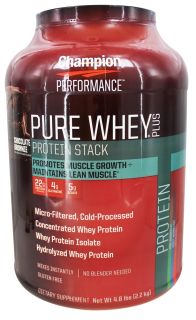 Champion Performance   Pure Whey Plus Protein Stack Chocolate Brownie   4.8 lbs.