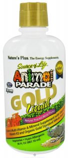 Natures Plus   Source of Life Animal Parade Gold Liquid Childrens Multi Vitamin & Mineral Natural Tropical Berry Flavor   30 oz.