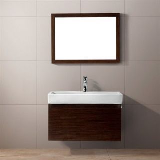 Vigo 30 inch Agalia Single Bathroom Vanity with Mirror   Wenge
