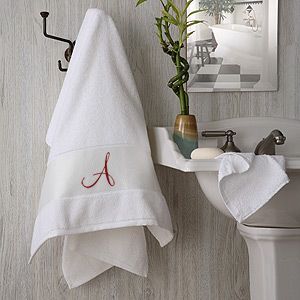 Monogrammed Bath Towels   White Cotton